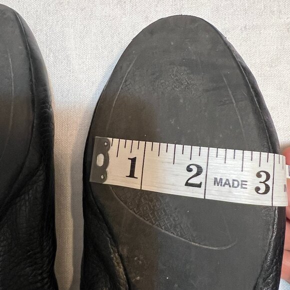 Tory Burch Black Leather Reva Ballet Flats Size 7 Logo Medallion Round Toe - Picture 4 of 5